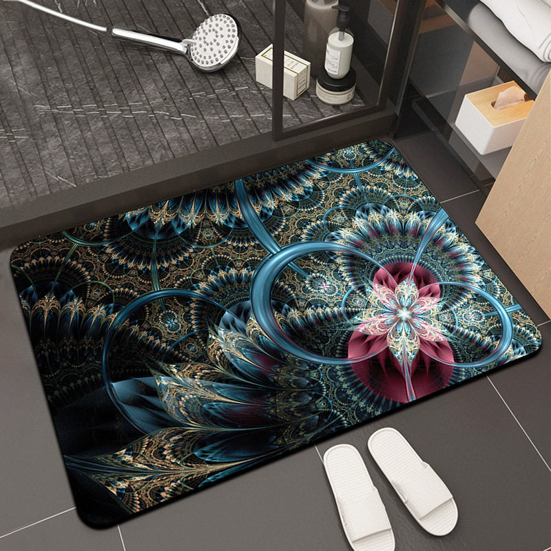 Floral Design Memory Foam Bath Mat Bowlift