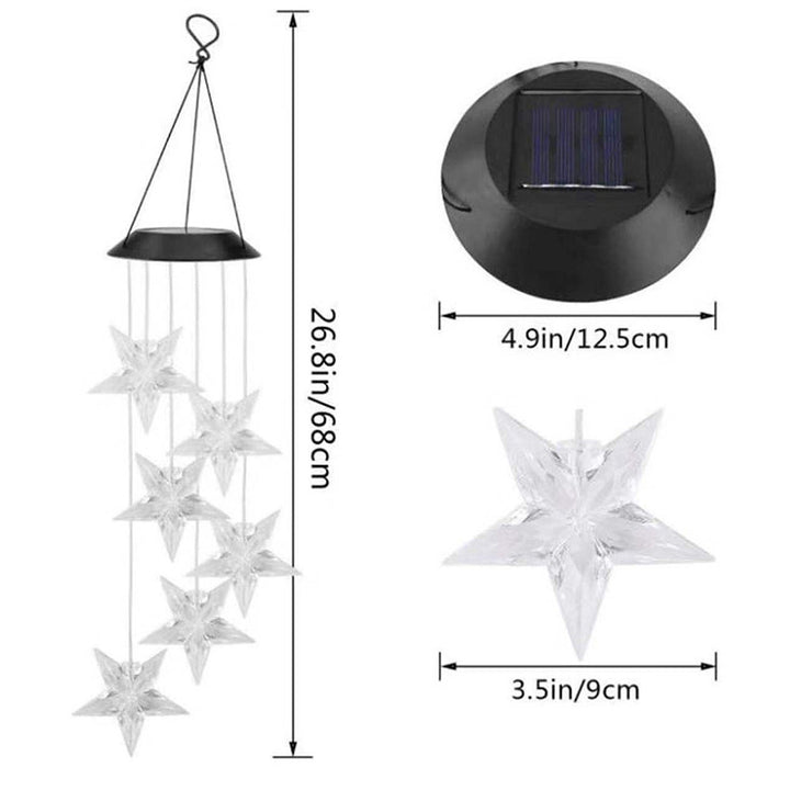 Solar-Powered Hanging Hummingbird LED Wind Chime With Color-Changing RGB Acrylic Birds And Weatherproof Top Bowlift