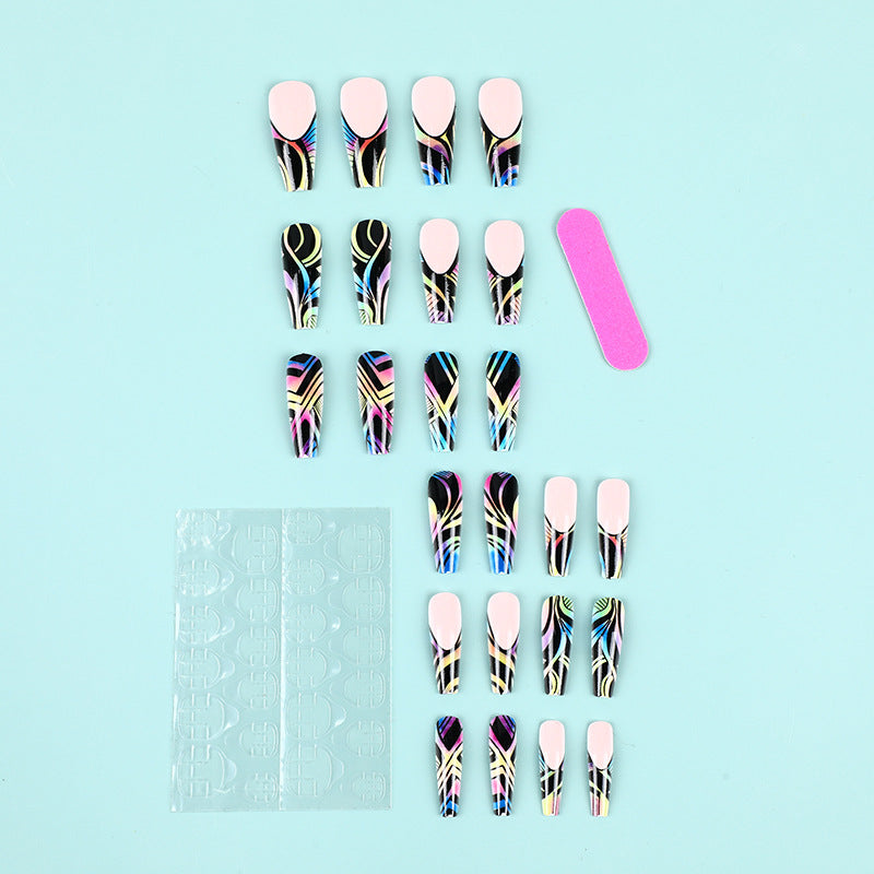 Artificial nail tips with colorful abstract design Bowlift