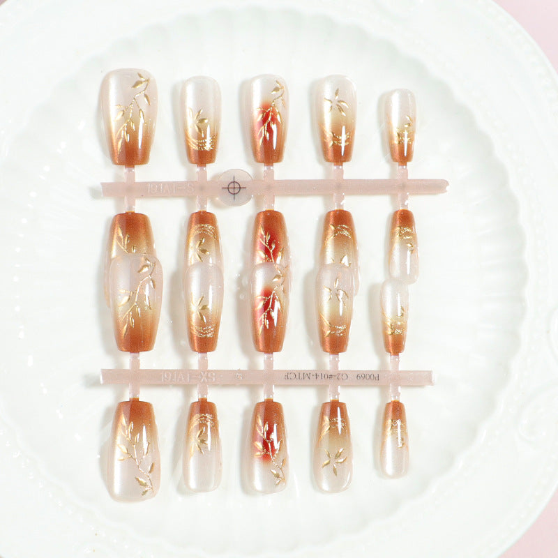 Premium Heart-Embellished Press-On Nail Set Bowlift