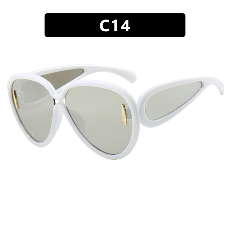 Women extravagant sunglasses in creative design Bowlift
