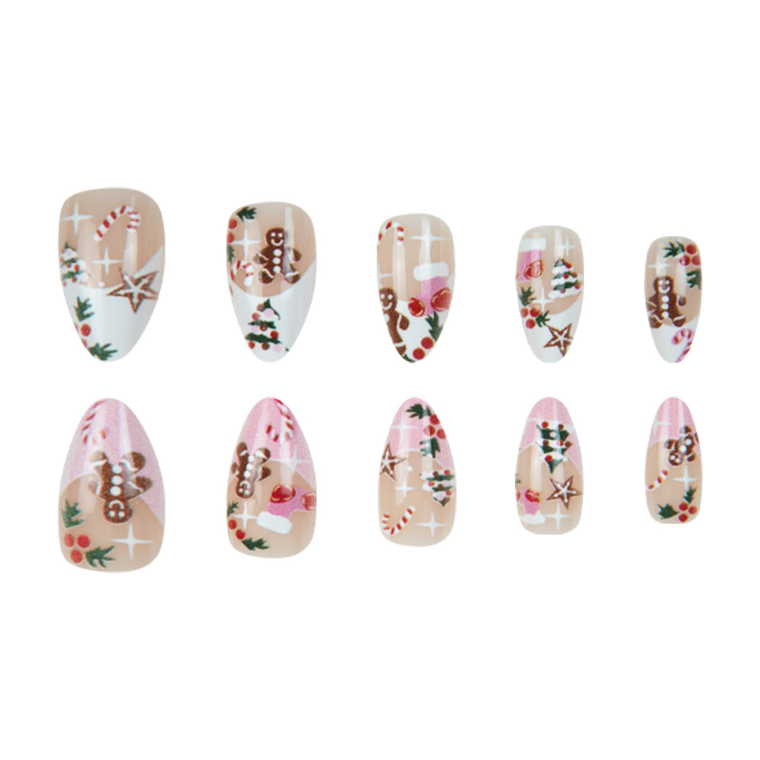 Festive Gingerbread-Themed Stiletto Nail Art Bowlift