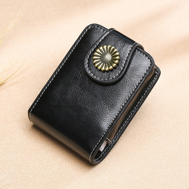 Vintage Leather Buttoned Coin Purse Bowlift