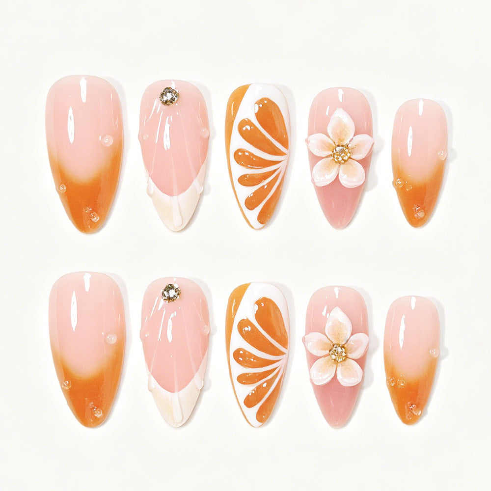 Artistic Floral Press-On Nail Tips Set Bowlift