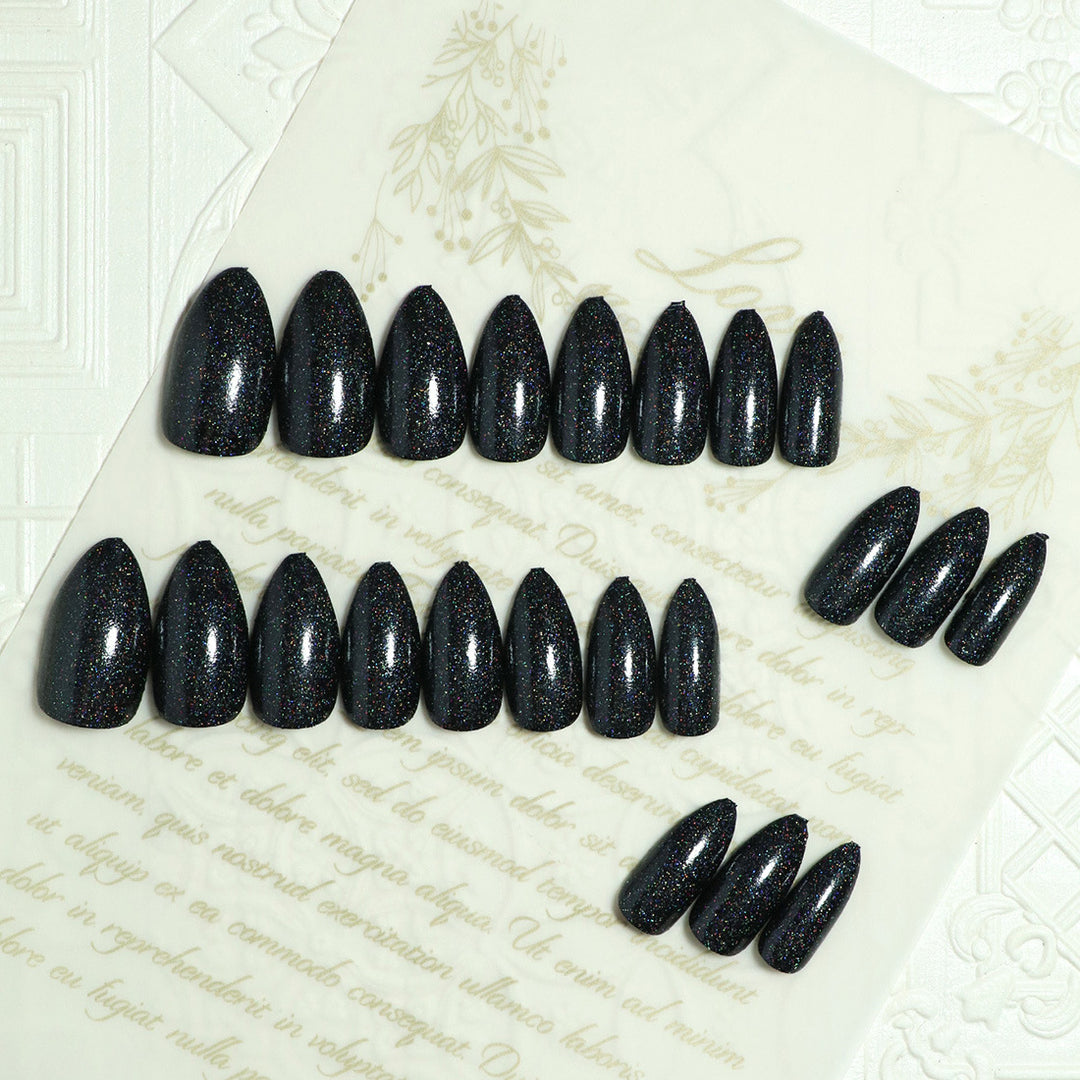 Glamorous Stiletto Press-On Nails with Glitter Finish Bowlift