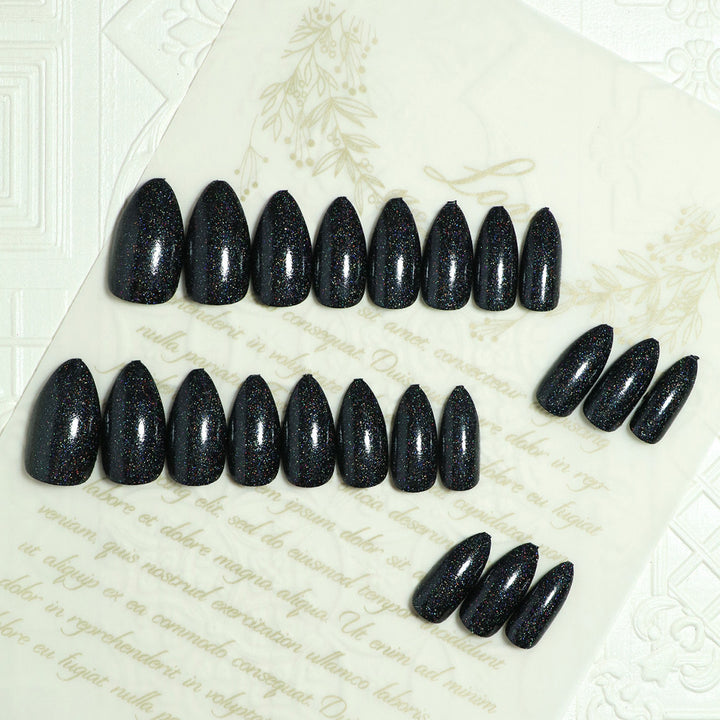 Glamorous Stiletto Press-On Nails with Glitter Finish Bowlift