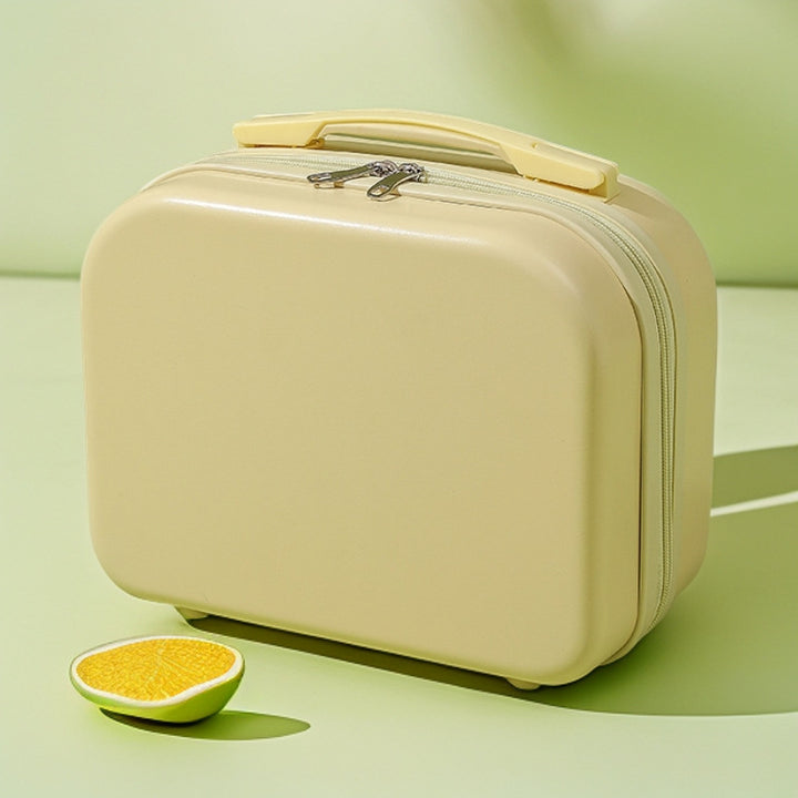 hard-shell travel vanity case with molded handle and double-zip closure Bowlift