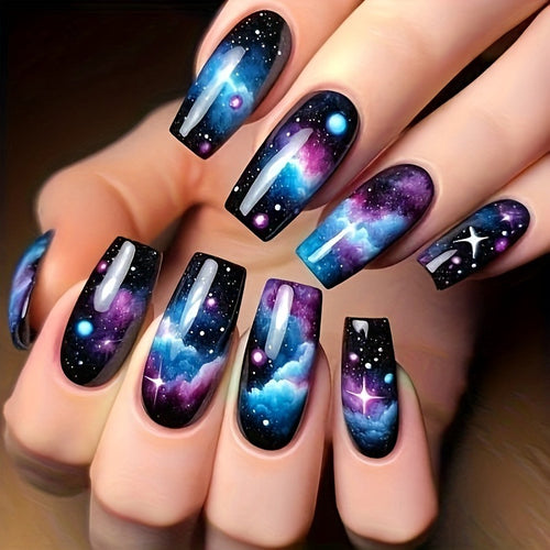 Artificial nails with Galactic Star design Bowlift