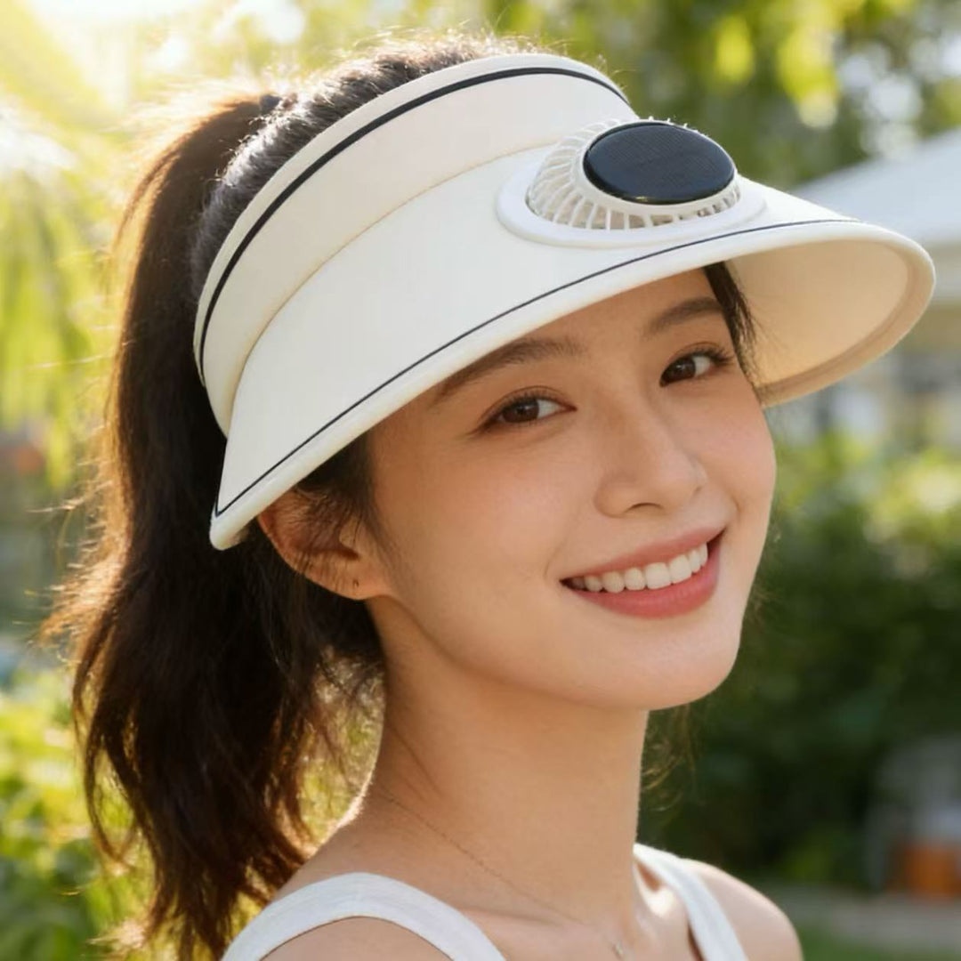 Sport Sun Visor with detachable front fan, adjustable headband and reflective piping Bowlift