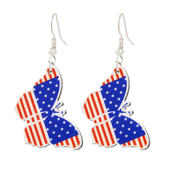 Ladies enamel earrings horseshoe with star stripe motif Bowlift