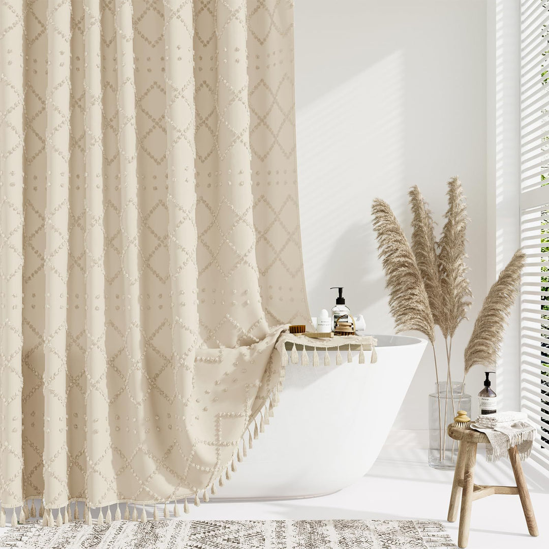 Textured Geometric Shower Curtain Bowlift