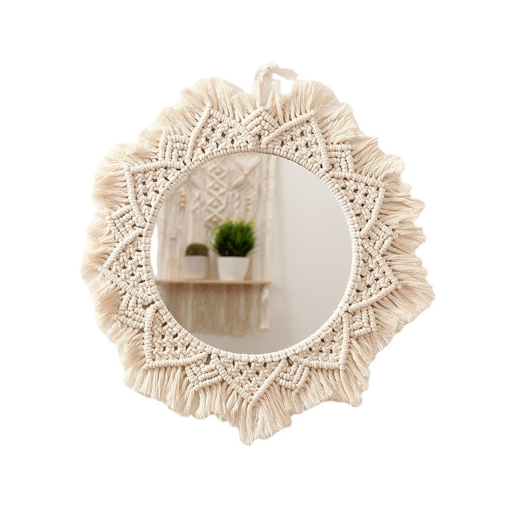 Macrame Decorative Round Wall Mirror Bowlift