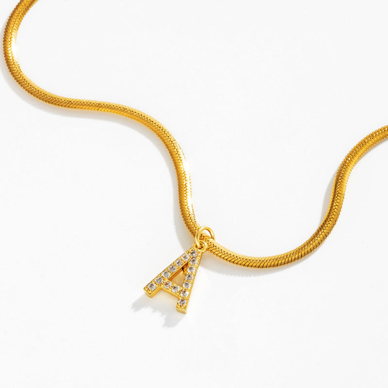 BowLift | Dainty Diamond Letter Initial Herringbone Necklace