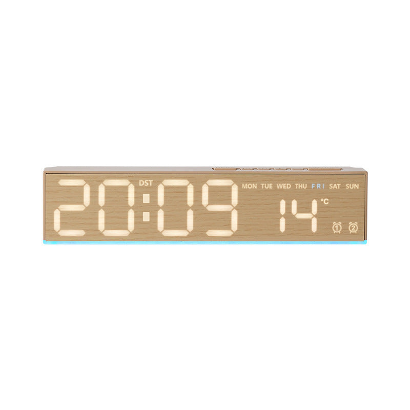 Digital alarm clock with wood look and temperature display Bowlift