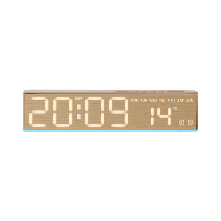 Digital alarm clock with wood look and temperature display Bowlift