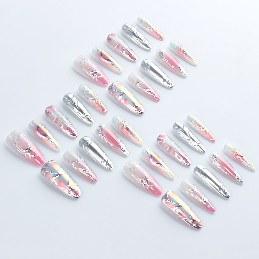 Artistic Metallic Nail Art Design Bowlift