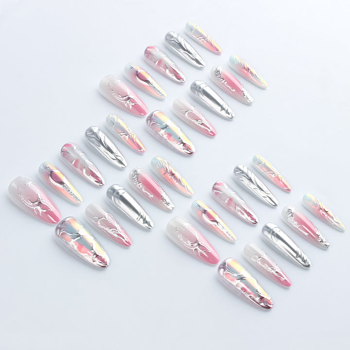 Artistic Metallic Nail Art Design Bowlift