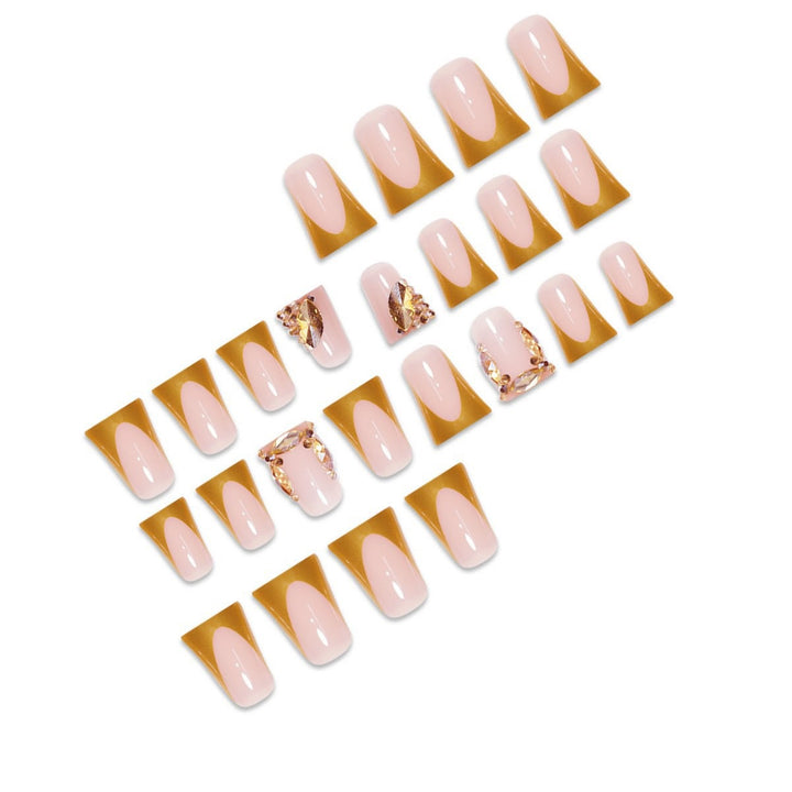 Luxury Acrylic Nail Enhancements with Gold Accents Bowlift
