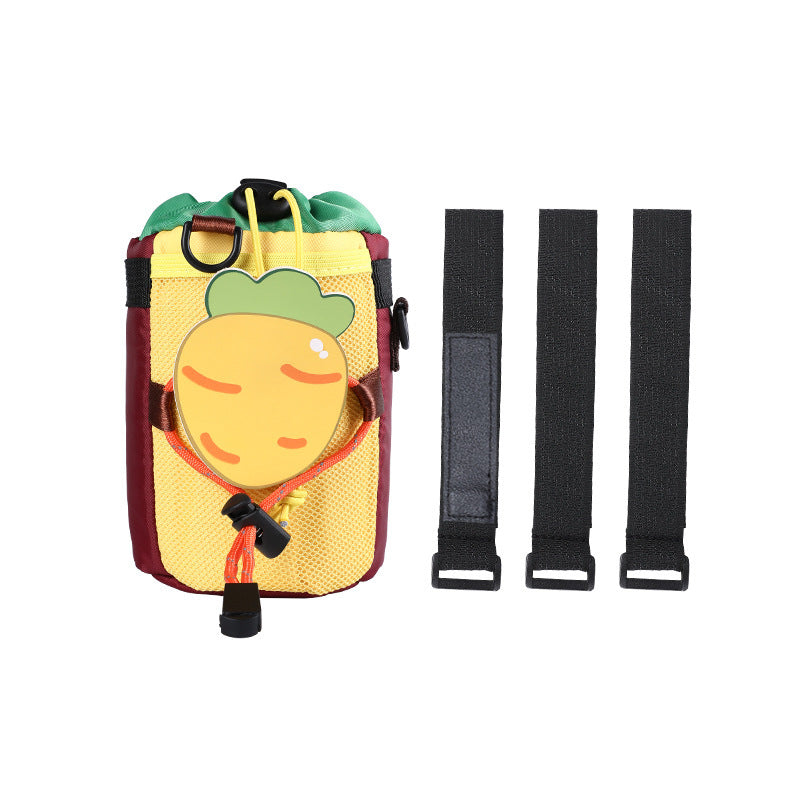 cute insulated kids water bottle carrier pouch with multiple adjustable hook-and-loop straps and mesh pocket Bowlift