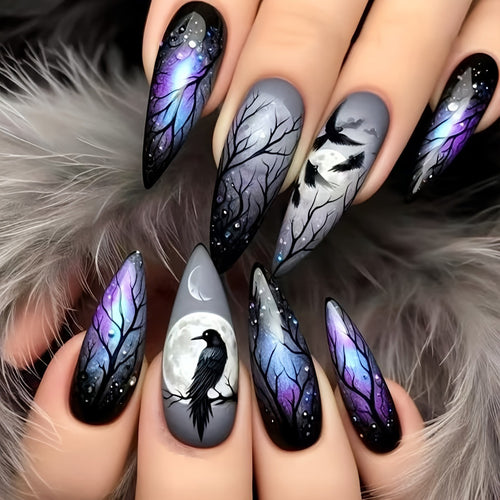 Creative Art Nails in Mystical Night Design Bowlift