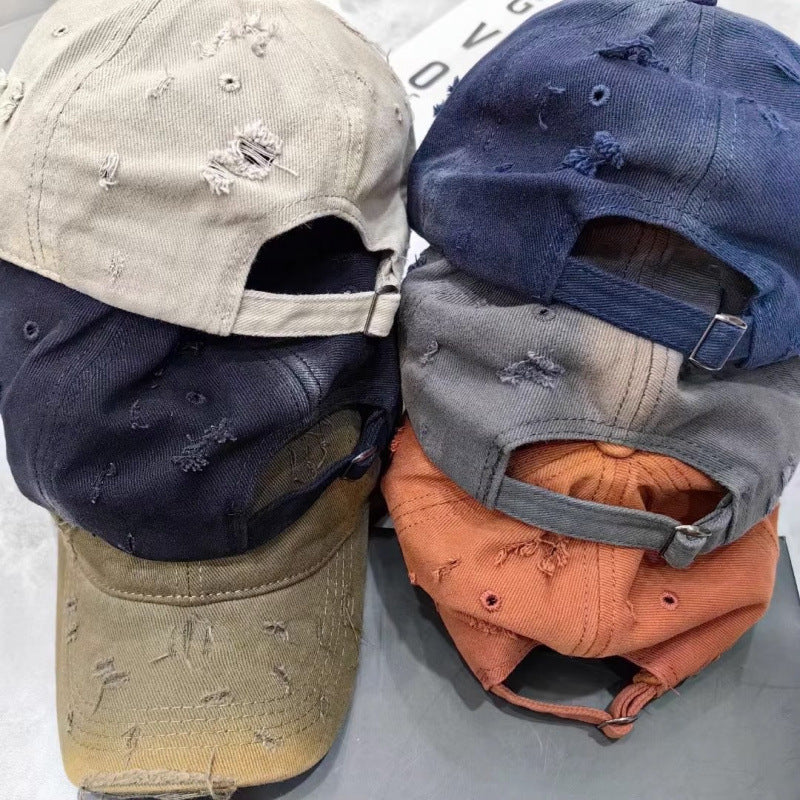 Men's Distressed Denim Baseball Cap Bowlift