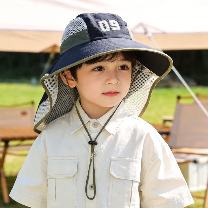 Kids' sun hat with breathable mesh neck protection and adjustable chin strap Bowlift