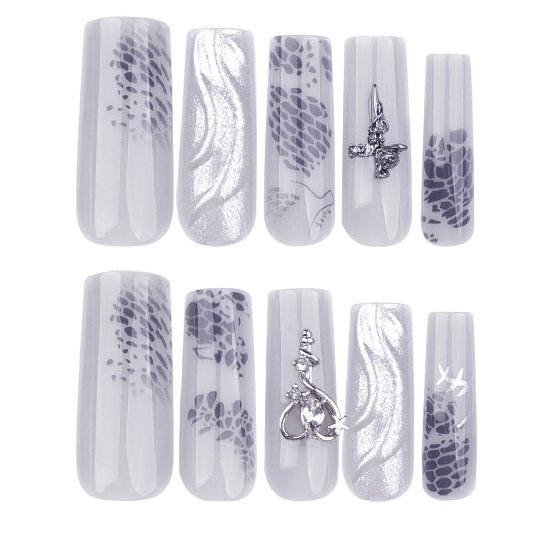 Artful Nail Extensions with Noble Accents Bowlift