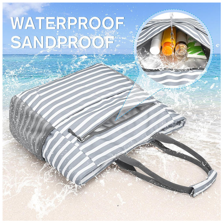 Multifunctional Beach Bag with Separate Cosmetic Pouch Bowlift