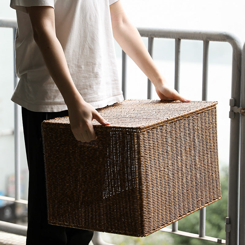 Woven Storage Chest with Lid Bowlift