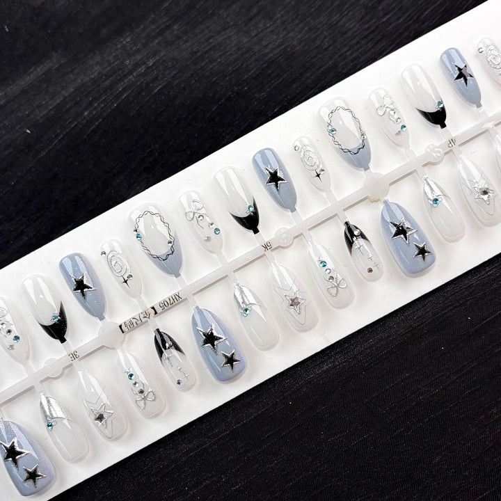Elegant Polka Dot and Lace Press-On Nail Set