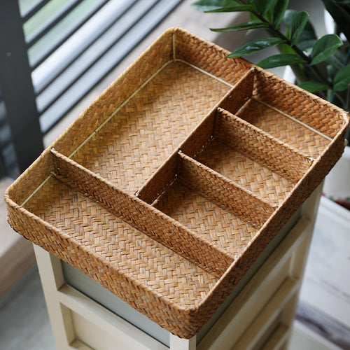 Woven Multi-Compartment Storage Basket Bowlift