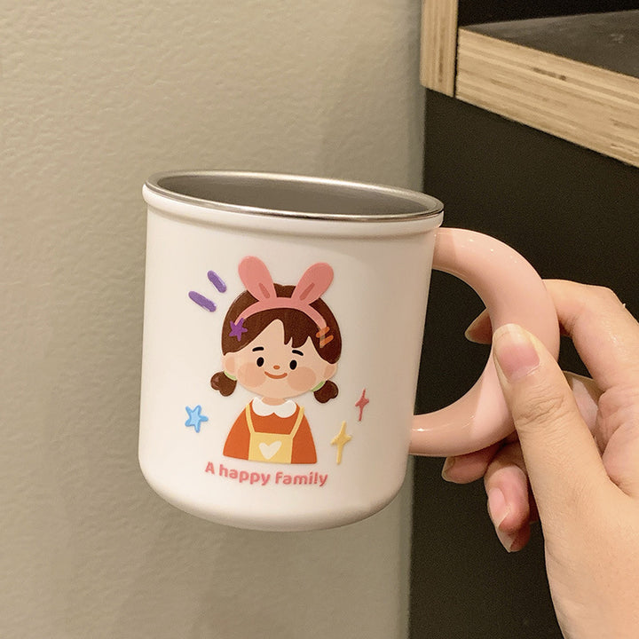 Stainless steel ceramic mug with cheerful family motif Bowlift