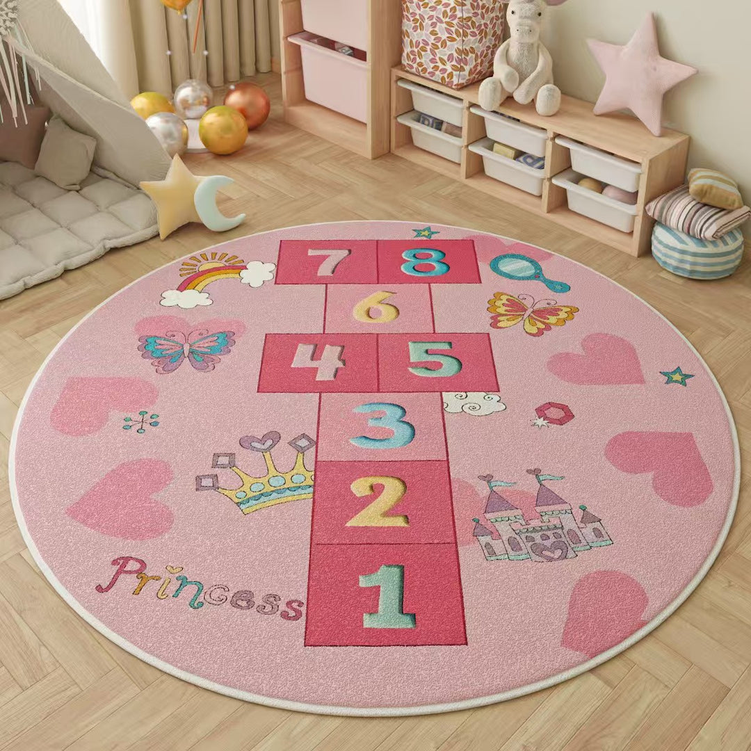 Playful Elephant Theme Round Rug
