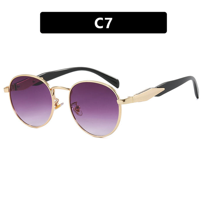 Women's round sunglasses with elegant, golden frame and UV protection Bowlift