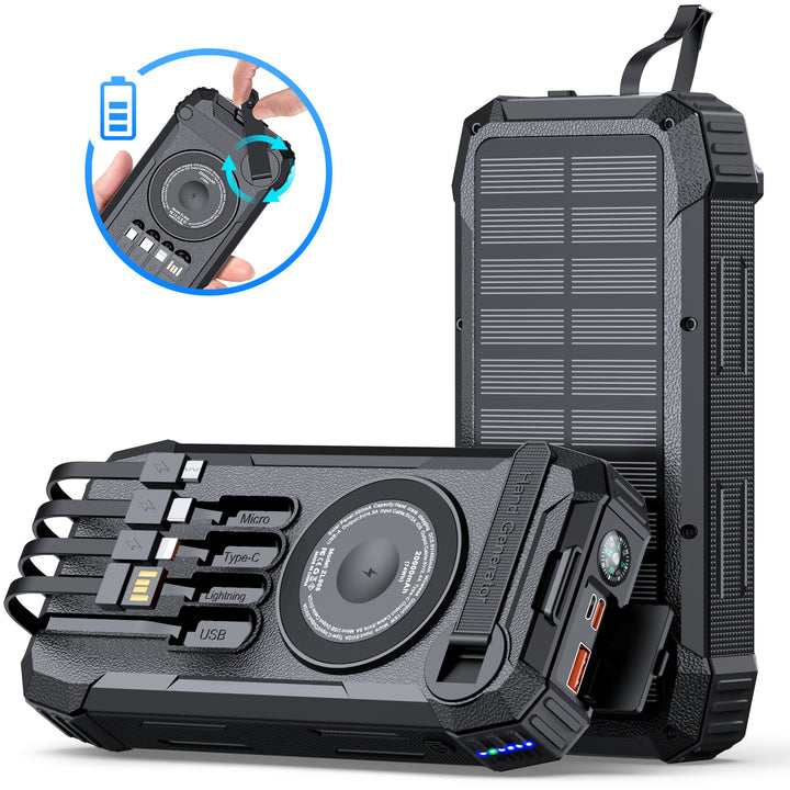 Wearable Solar Powerbank with Multifunctional Charging Cable Bowlift