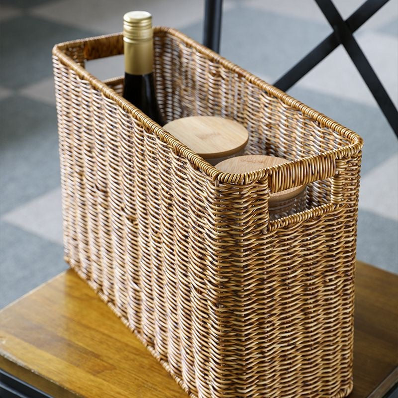 Women's Rectangular Rattan Storage Basket with Compartments Bowlift