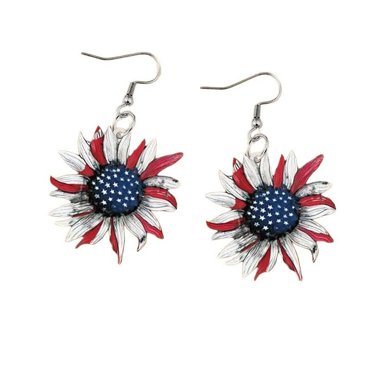Ladies nan handmade sunflower earrings in star banner design Bowlift