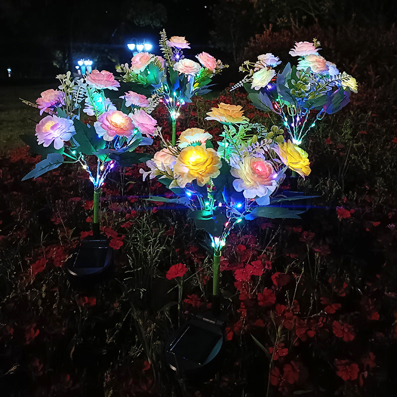Solar-Powered Realistic Peony Garden Stake With Integrated Warm LED And Weatherproof Base Bowlift