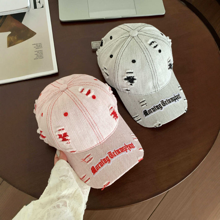 Women's Distressed Denim Baseball Cap Bowlift