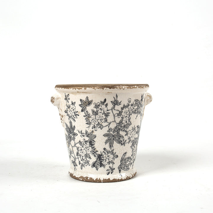 Decorative flower pot with floral embellishments Bowlift