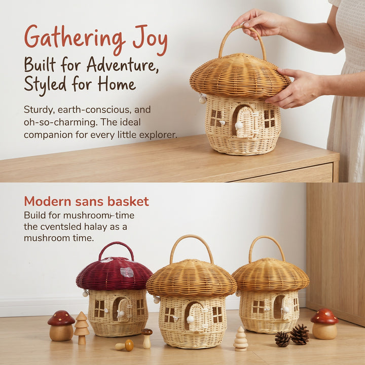 Whimsical Mushroom-Shaped Woven Storage Basket Bowlift