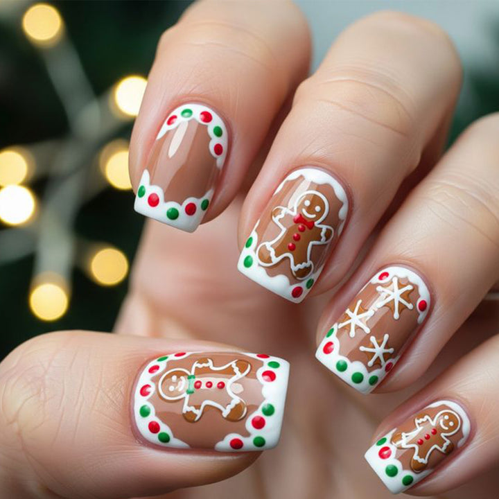 Festive Gingerbread-Themed Nail Art Extensions Bowlift