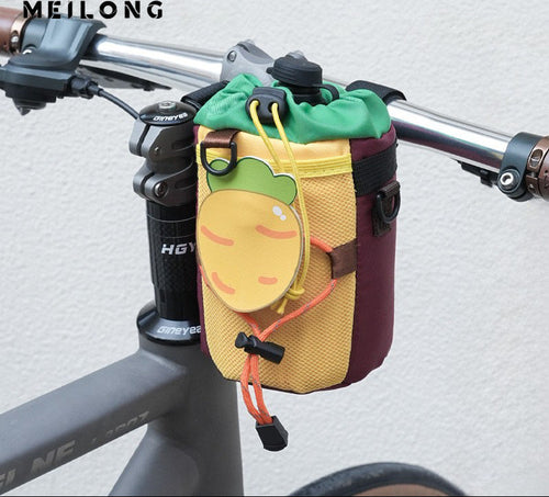 insulated kids water bottle carrier with drawstring closure and three universal attachment straps Bowlift