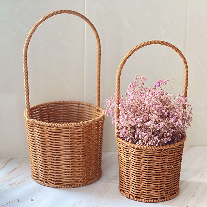 Handcrafted Wicker Storage Basket with Handle Bowlift