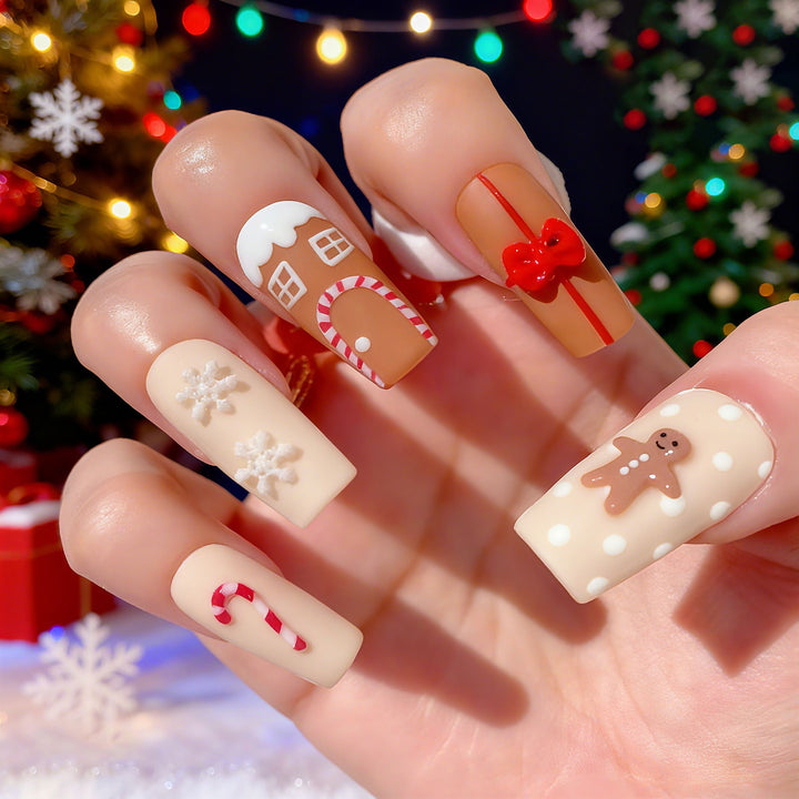 Festive Gingerbread Nail Art Bowlift
