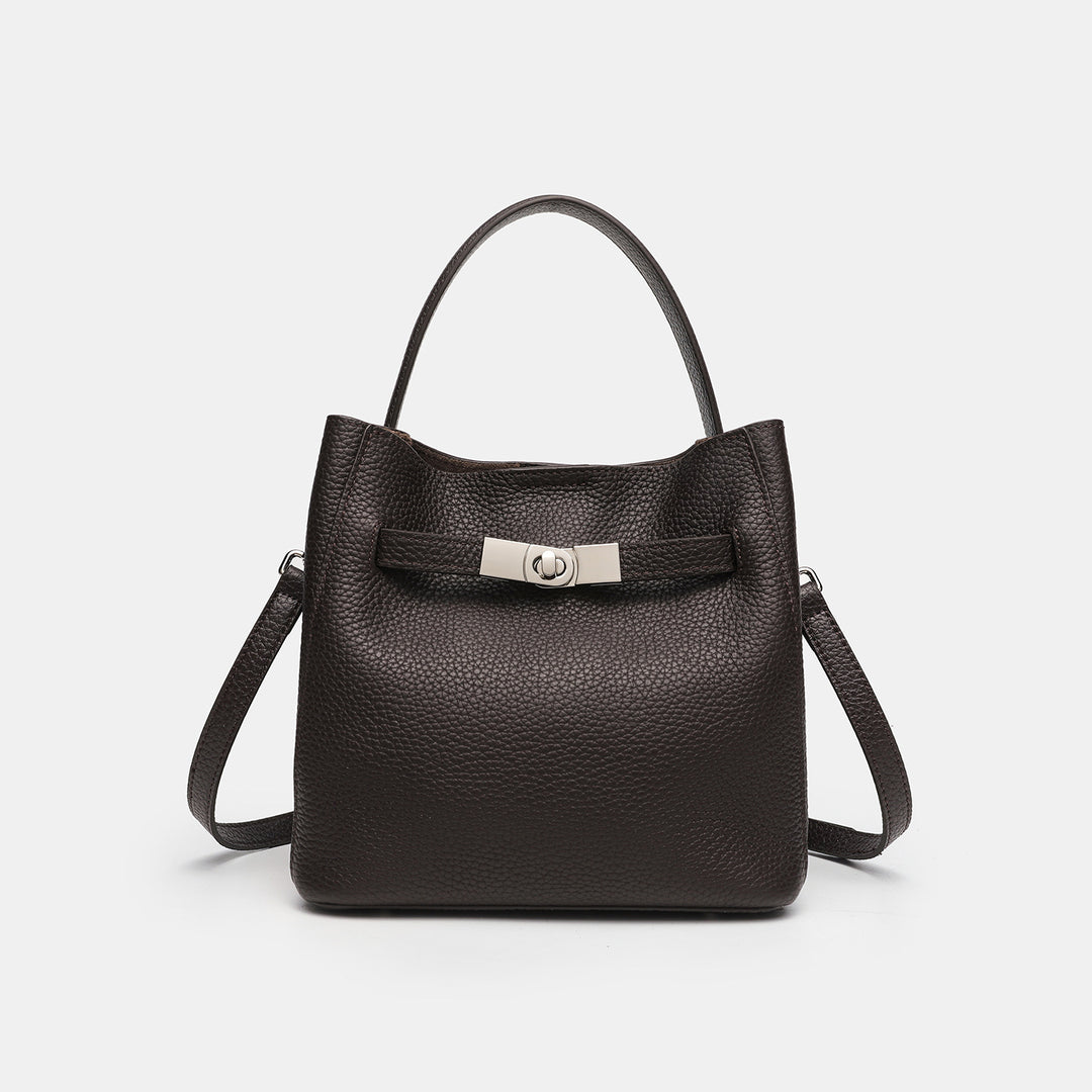 Textured Leather Handheld Tote Bag