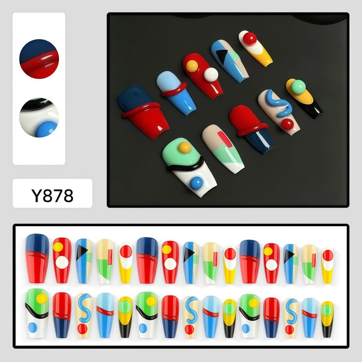 Creative nail art set with geometric patterns and 3D applications Bowlift