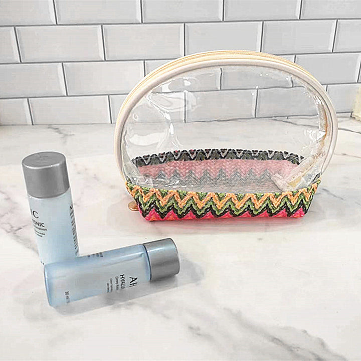 Transparent cosmetic bag with colorful bottom Bowlift