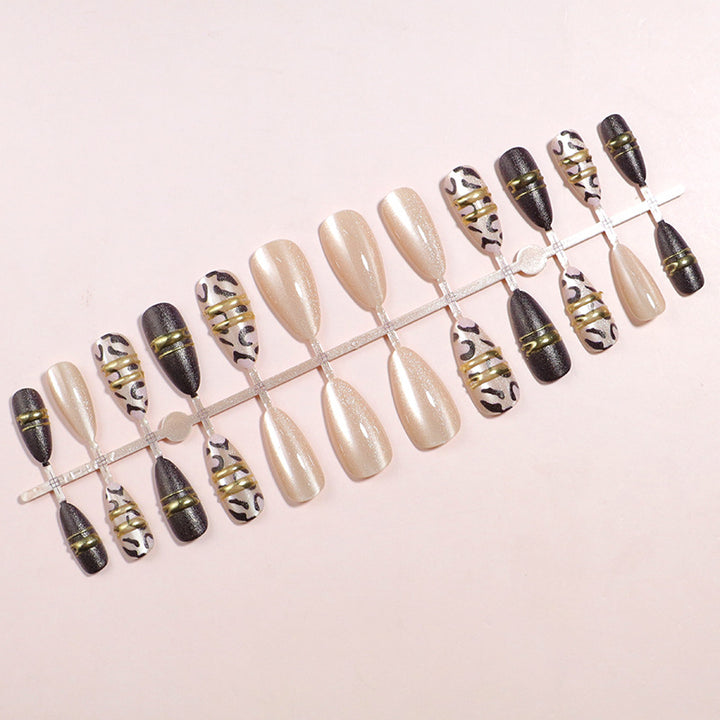 Artistic Press-On Nail Set with Contemporary Patterns Bowlift