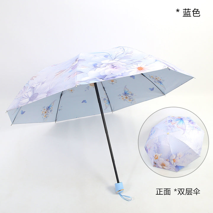 Ladies elegant folding umbrella with floral patterns Bowlift